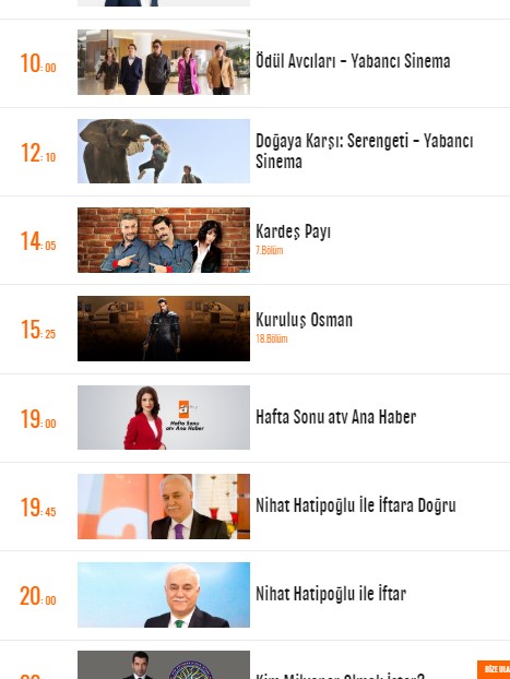Atv Yayın Akışı 25 Nisan 2020 Cumartesi — yayın akışı görseli